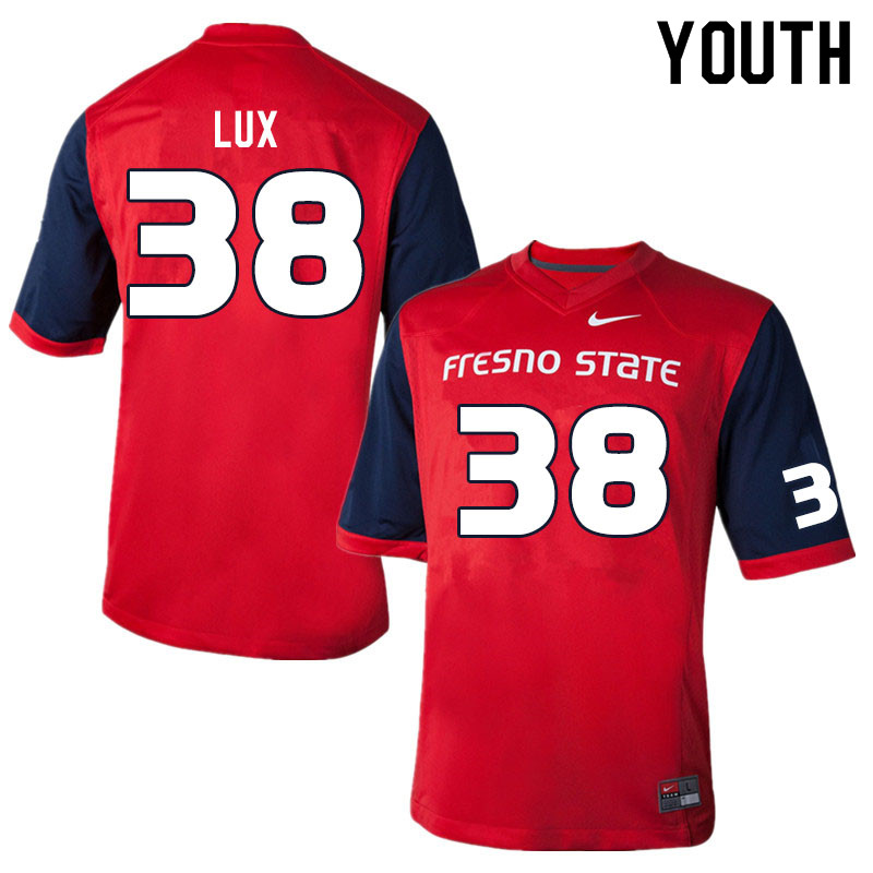 Youth #38 Bralyn Lux Fresno State Bulldogs College Football Jerseys Sale-Red - Click Image to Close